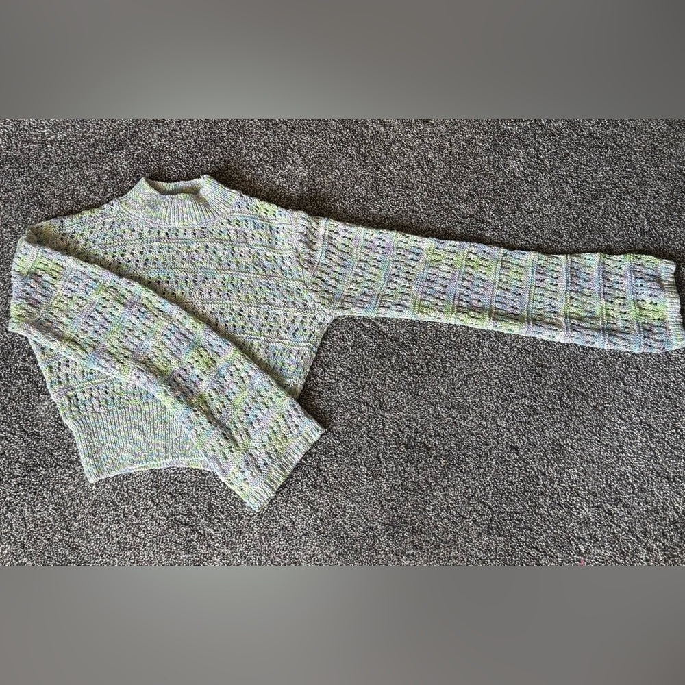 Zara Pastel Marled Lightweight Knit Mock Neck Sweater Small